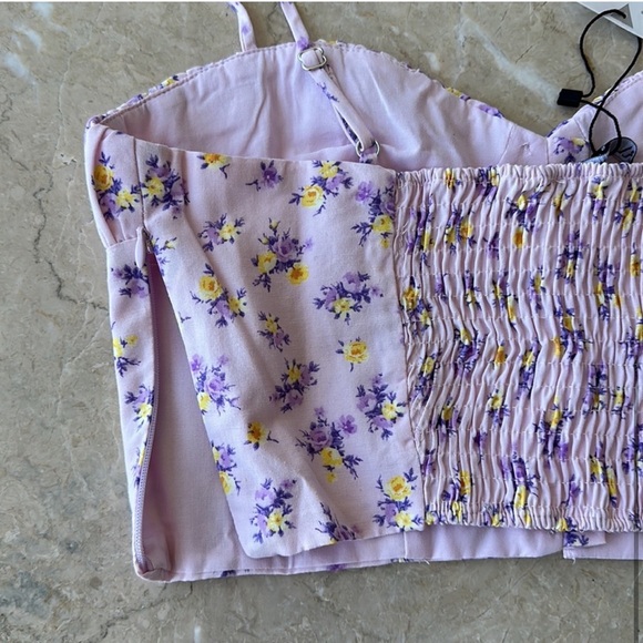 ZARA Floral Bustier Top (small, pink/purple) - Picture 4 of 4